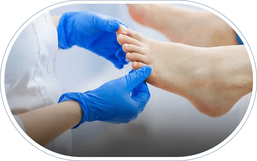 Podiatrist providing patient with diabetic foot care.